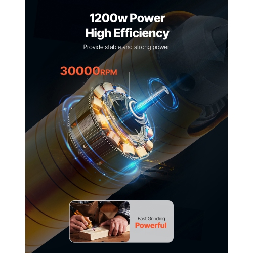 VEVOR 1200W Flex Shaft Grinder,30,000RPM Electric Flex Shaft Rotary Tool Carver,Multi-functional Hanging,with 31PCS Accessories & Foot Pedal for