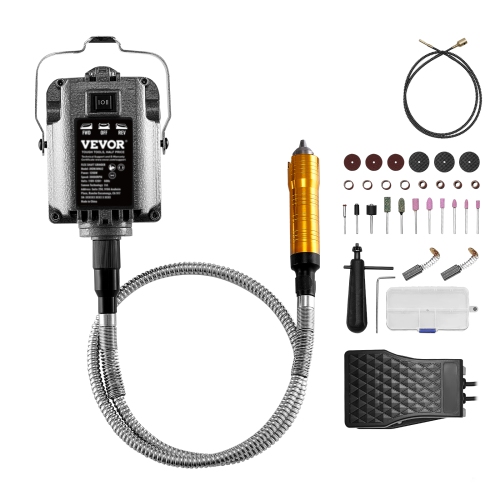 VEVOR 1200W Flex Shaft Grinder,30,000RPM Electric Flex Shaft Rotary Tool Carver,Multi-functional Hanging,with 31PCS Accessories & Foot Pedal for