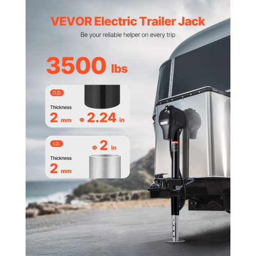 VEVOR 3500 lbs RV Electric Trailer Jack, Heavy Duty, with 7-pin Connector, Manual Crank Handle & Weatherproof Jack Cover, 9.5"-27.5" Lift, for