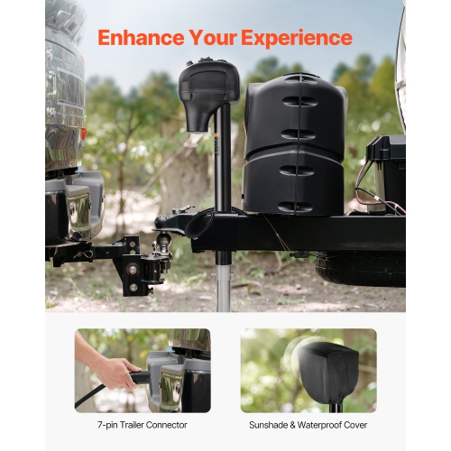 VEVOR 3500 lbs RV Electric Trailer Jack, Heavy Duty, with 7-pin Connector, Manual Crank Handle & Weatherproof Jack Cover, 9.5"-27.5" Lift, for