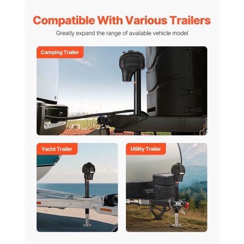 VEVOR 3500 lbs RV Electric Trailer Jack, Heavy Duty, with 7-pin Connector, Manual Crank Handle & Weatherproof Jack Cover, 9.5"-27.5" Lift, for