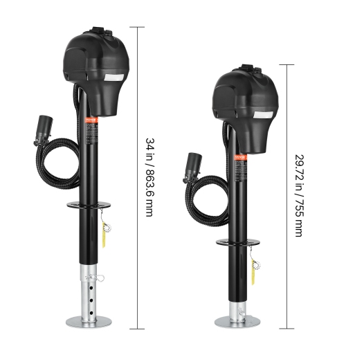 VEVOR 3500 lbs RV Electric Trailer Jack, Heavy Duty, with 7-pin Connector, Manual Crank Handle & Weatherproof Jack Cover, 9.5"-27.5" Lift, for