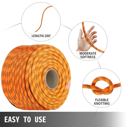 VEVOR 7/16" x 200' Polyester Rope, Load and Pulling Rope, 8400lbs Breaking Strength