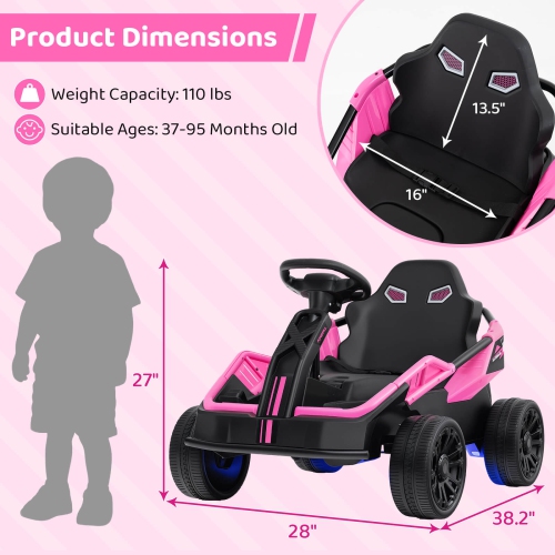 Costway Ride on Car for Big Kids 12V Battery Powered Electric UTV with Remote Control Red/Pink/Green
