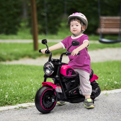 Aosom Kids Motorcycle, 6V Electric Motorcycle with Training Wheels, Foot Pedal, Headlight, Music, Forward/Reverse, Single-Button Start, Toddler Ride