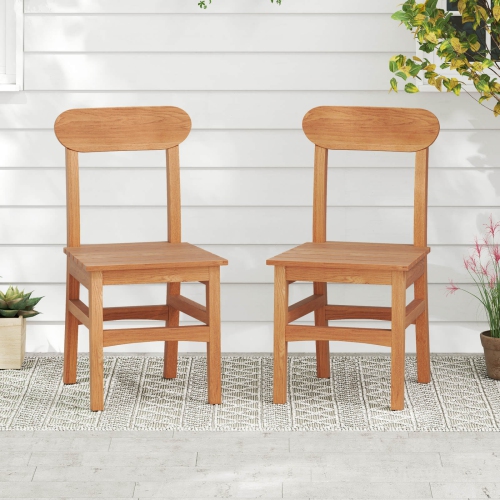 Costway 1/2/4 PCS Patio Teak Wood Chair Wooden Armless Dining Chair with Slatted Seat