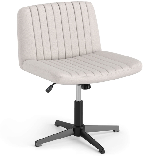 COSTWAY  Criss Cross Chair No Wheels With Soft-Padded Wide Seat Adjustable Height Modern Beige/gray