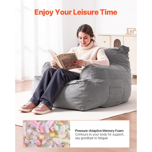 Fauteuil poire VEVOR, fauteuil poire avec accoudoirs pour adultes, fauteuil poire moelleux moelleux moelleux et bourre en mousse haute densité pour