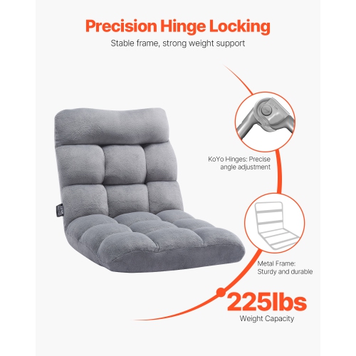 VEVOR 14 Adjustable Positions Floor Chair, Recycled Foam Folding Sofa Chair, Multifunctional Floor Chair with Back Support Ideal for Sleeping