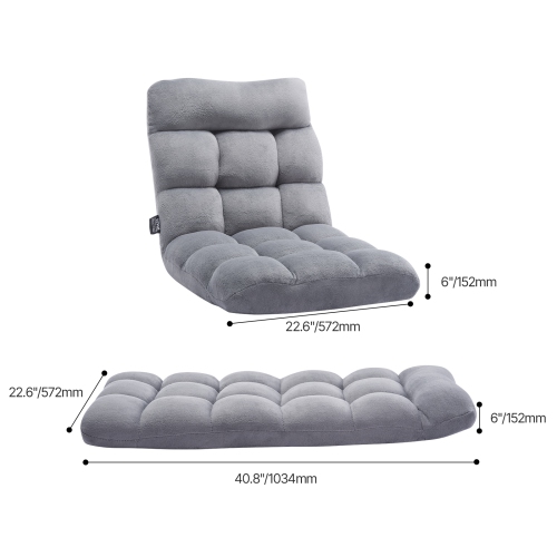 VEVOR 14 Adjustable Positions Floor Chair, Recycled Foam Folding Sofa Chair, Multifunctional Floor Chair with Back Support Ideal for Sleeping