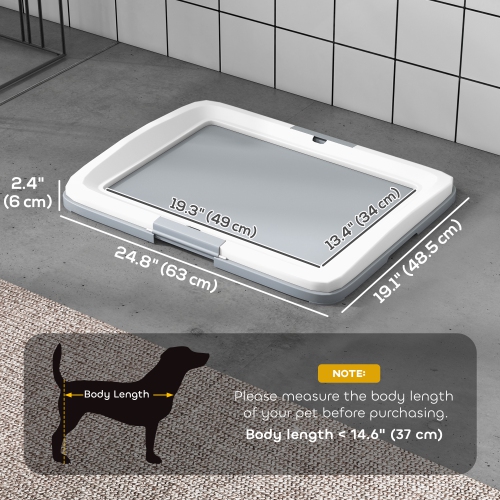 PawHut Pee Pad Holder, Dog Potty Tray for Indoor Outdoor, 25" x 19" Easy to Clean Dog Training Toilet Pee Pad Tray, Grey