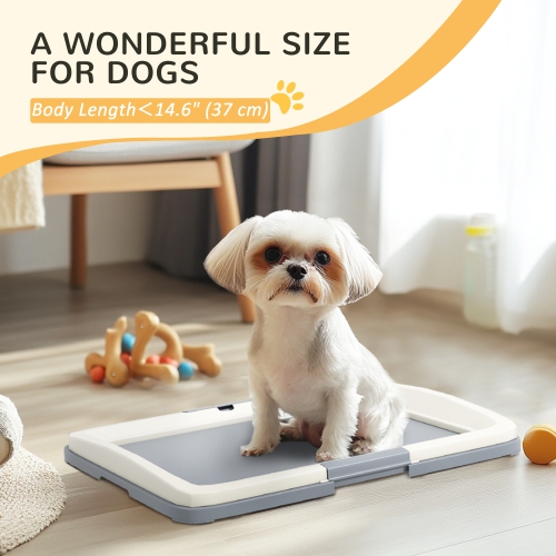PawHut Pee Pad Holder, Dog Potty Tray for Indoor Outdoor, 25" x 19" Easy to Clean Dog Training Toilet Pee Pad Tray, Grey