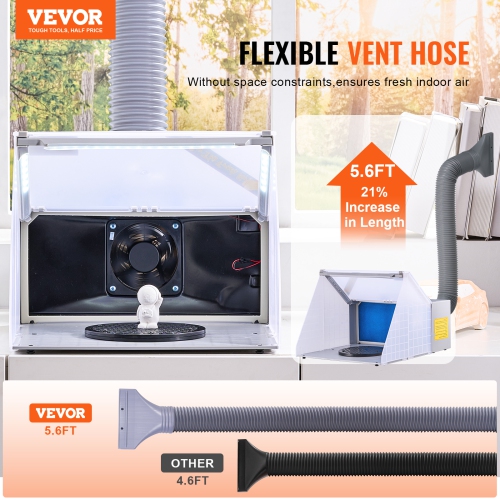 VEVOR Airbrush Spray Booth, Portable Hobby Airbrush Paint Spray Booth Kit with LED Lights, Exhaust Fan and Exhaust Extension Hose, Airbrush Paint