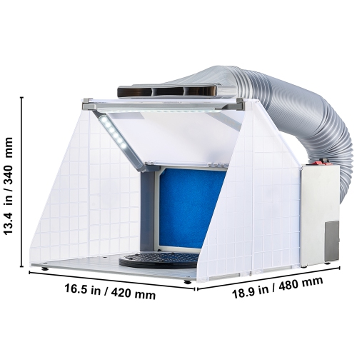 VEVOR Airbrush Spray Booth, Portable Hobby Airbrush Paint Spray Booth Kit with LED Lights, Exhaust Fan and Exhaust Extension Hose, Airbrush Paint