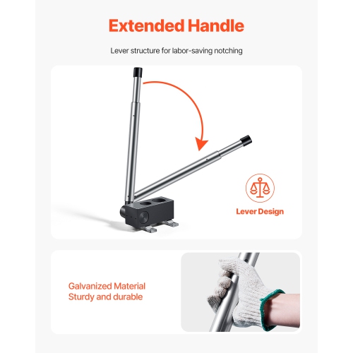 VEVOR Pipe Notcher, Tubing Pipe Notcher for 1.5/2-inch Pipes, Steel Pipe and Tube Notcher with Long Handle for Auto Repair, Construction, Support