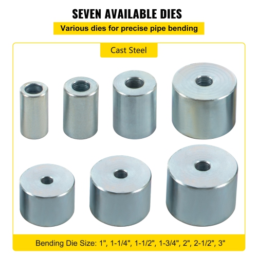 VEVOR YP-9 Manual Bench Top Compact Bender Pipe Bending Machine 7 Dies 1-3inch Metal Fabrication Tube Rod Pipe Bender 44ft Mount Powder Coat