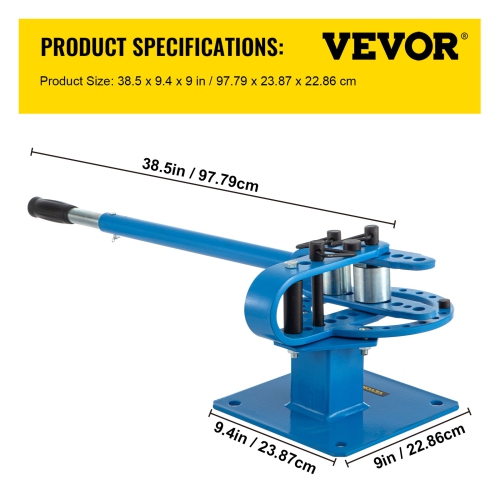 VEVOR YP-9 Manual Bench Top Compact Bender Pipe Bending Machine 7 Dies 1-3inch Metal Fabrication Tube Rod Pipe Bender 44ft Mount Powder Coat