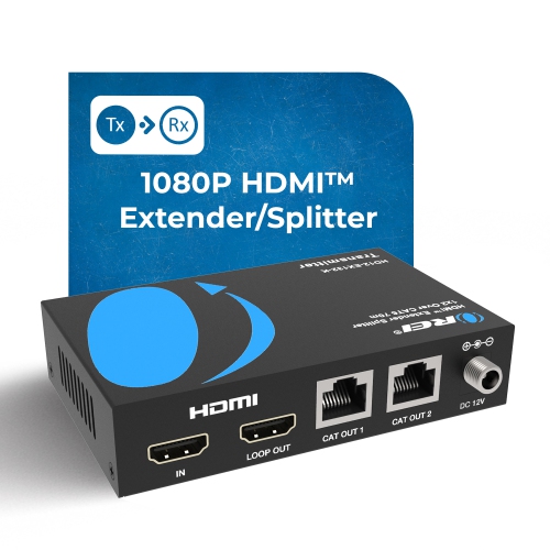 OREI 1080p 1x2 HDMI™ Extender Splitter - 230ft (cat6) (HD12-EX132-K)