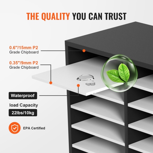 VEVOR 27 Compartments Wood Literature Organizer, Adjustable Shelves, Medium Density Fiberboard Mail Center, Office Home School Storage for Files,