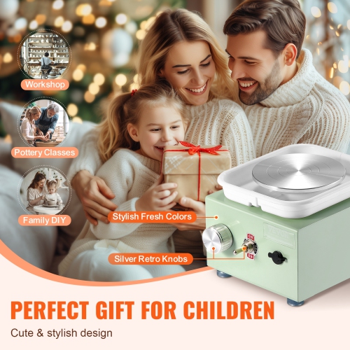VEVOR 0-320RPM Mini Pottery Wheel, Adjustable Speed Detachable Basin Forming Machine, 2.56in/3.94in 2 Turntables Electric Ceramic Wheel Machine,