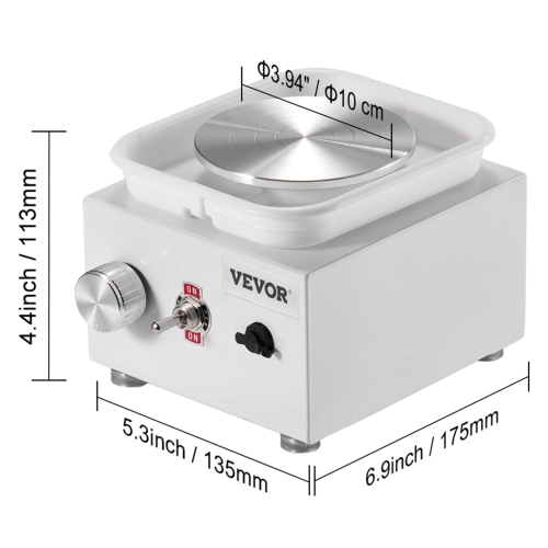 Mini roue de poterie VEVOR 0-320&nbsp;tr/min, machine de forage à cuve amovible à vitesse réglable, tourne-disques 2,56&nbsp;po/3,94&nbsp;po 2,
