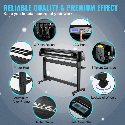 Coupe-vinyle VEVOR 53&nbsp;po, couteau à lame en vinyle avec support, vitesse réglable pour persière en vinyle, logiciel SignMaster, outils en