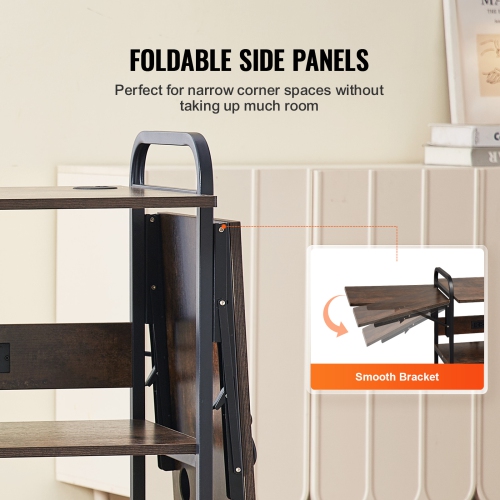 VEVOR 3 Tier Heat Press Table with Charging Station, Movable Heat Press Stand, Foldable Heat Transfer Machine Stand with Wheels, Rolling Metal