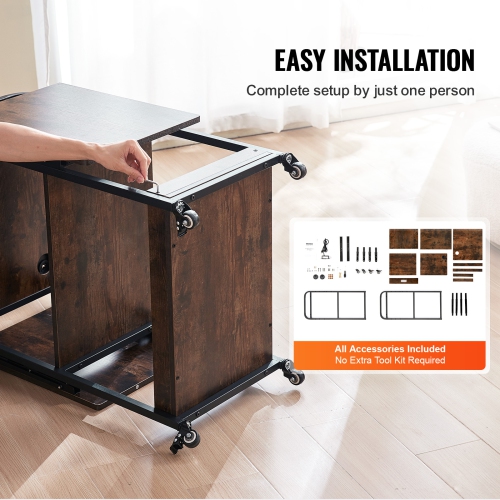 VEVOR 3 Tier Heat Press Table with Charging Station, Movable Heat Press Stand, Foldable Heat Transfer Machine Stand with Wheels, Rolling Metal