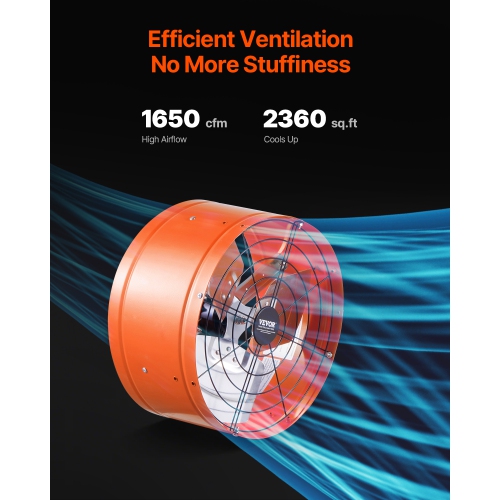 VEVOR 15 Inch Gable Mount Fan, Attic Exhaust Fan with Adjustable Thermostat & Outer Mesh, 1650 CFM House Ventilator Cools Up to 2360 Sq.Ft, Quiet