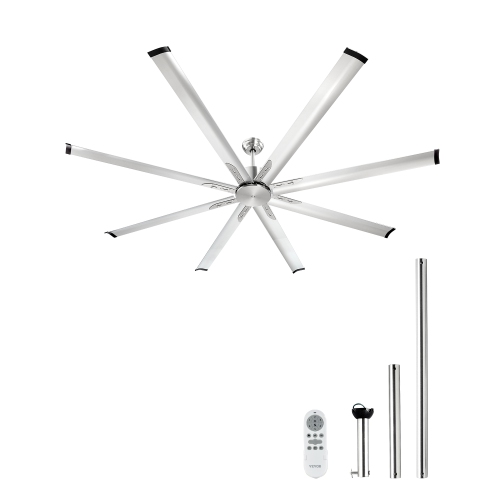 VEVOR 84 In Ceiling Fan without Light, 6-Speed Remote Control, Aluminum 8-Blade, Reversible DC Motor, Modern Low Profile Flush Mount Fan for Bedroom,