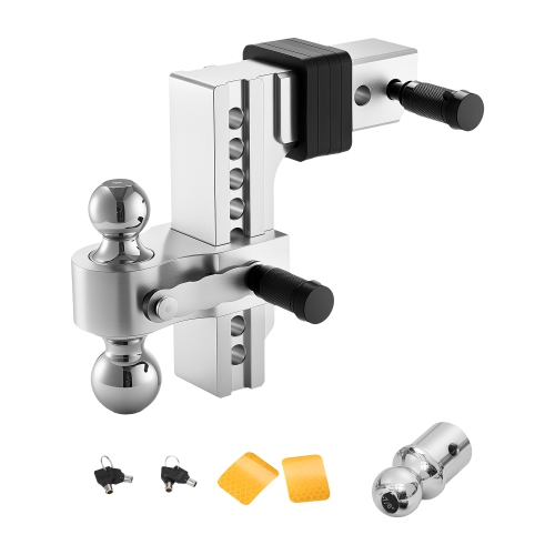 VEVOR Adjustable Trailer Hitch, 8-Inch Drop Hitch, Tri-Ball Mount for 2.5-Inch Hitch Receiver, Trailer Ball Size 1-7/8", 2" & 2-5/16", Max 18500 lbs