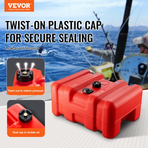 VEVOR 14.53 Gallon/55L Marine Fuel Tank, Portable Boat Fuel Gas Tank for Outboard Engine Boats, Plastic Outboard Marine Boat Fuel Tank with Hose,