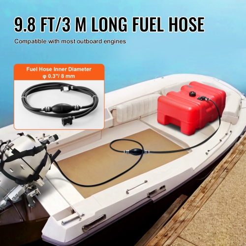VEVOR 14.53 Gallon/55L Marine Fuel Tank, Portable Boat Fuel Gas Tank for Outboard Engine Boats, Plastic Outboard Marine Boat Fuel Tank with Hose,