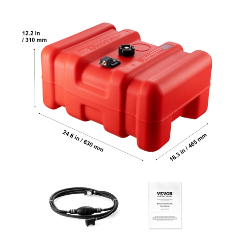 VEVOR 14.53 Gallon/55L Marine Fuel Tank, Portable Boat Fuel Gas Tank for Outboard Engine Boats, Plastic Outboard Marine Boat Fuel Tank with Hose,