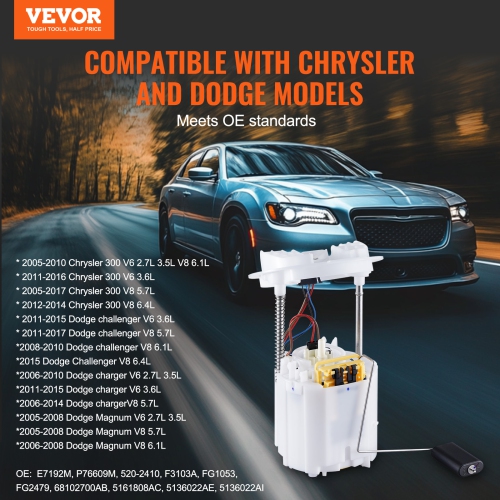VEVOR Electric Fuel Pump Module Assembly, Compatible with 2005-2017 Chrysler 300, 2008-2017 Dodge Challenger, 2006-2015 Dodge Charger, 2005-2008