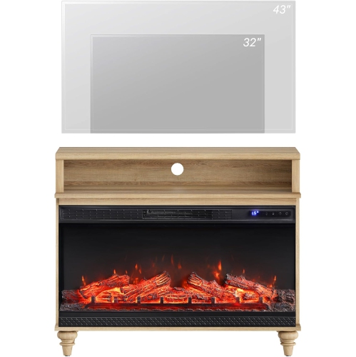 Meuble à 3 côtés avec foyer WAMPAT pour téléviseur jusqu'à 43&nbsp;po, centre de divertissement haut avec foyer électrique en verre de 36&nbsp;po,