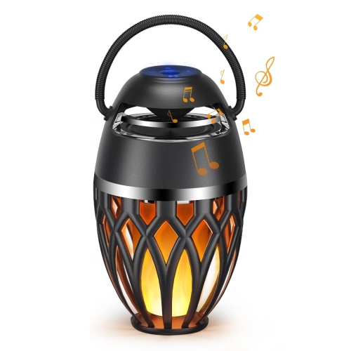 Outdoor Bluetooth Speaker, Portable Speaker with LED Flame Light for Holiday Parties