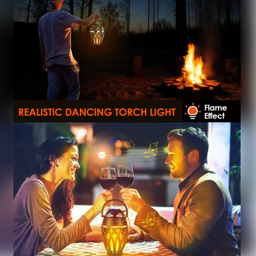 Outdoor Bluetooth Speaker, Portable Speaker with LED Flame Light for Holiday Parties