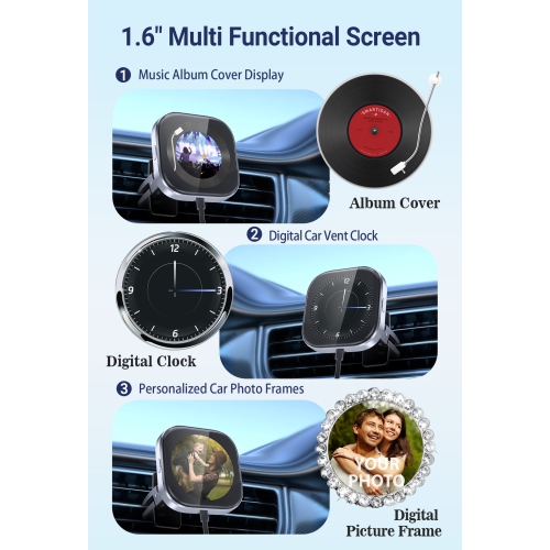 New CarPlay adapter with display fragrance wireless car charger car air outlet clip with screen fragrance wireless carplay portable adapter