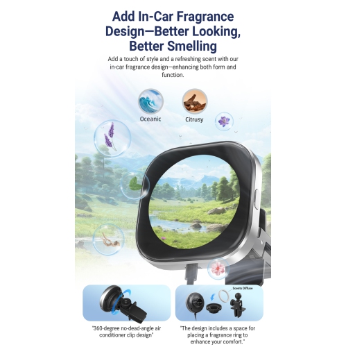 New CarPlay adapter with display fragrance wireless car charger car air outlet clip with screen fragrance wireless carplay portable adapter