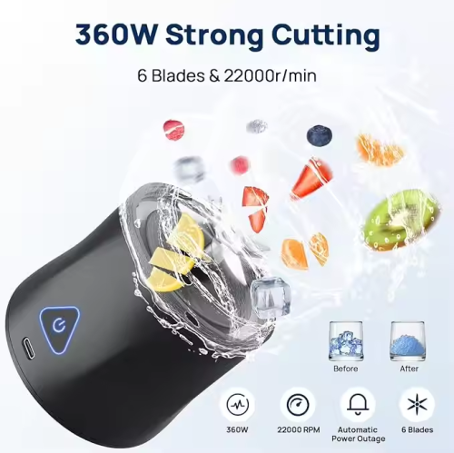 Portable Electric Juicer Cup Kitchen Juicer USB Portable Juicer, USB Rechargeable Smoothie Maker, 6000 mAh Battery, 700 ml/24 oz Capacity,