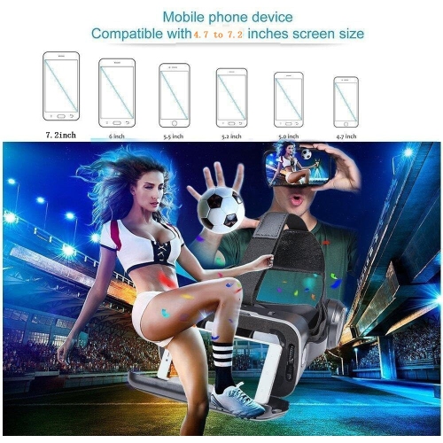 VR glasses Qianhuan sixth generation 3D virtual reality G04E/A VR game console head mounted mobile game controller 3D VR glasses for TV, movies and