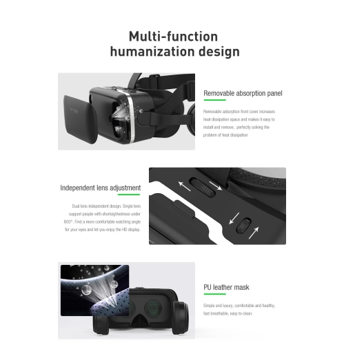 VR glasses Qianhuan sixth generation 3D virtual reality G04E/A VR game console head mounted mobile game controller 3D VR glasses for TV, movies and