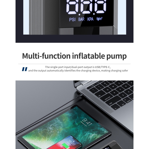 Tire Inflation Portable Air Compressor - and 6000mAh Battery, 12V Mini Air Pump, Air Pump with Pressure Gauge/LED Light, Auto Shutoff, Motorcycle,