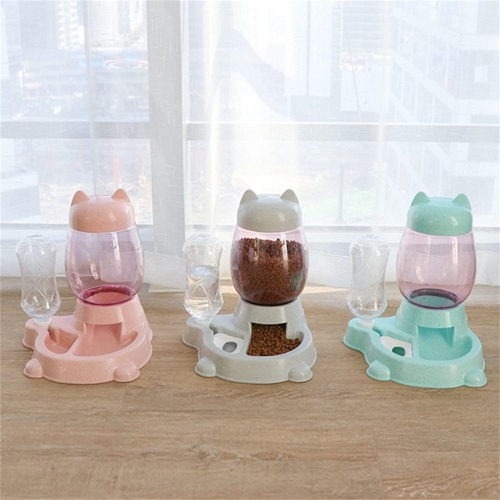 Automatic cat feeder, automatic cat water dispenser without sticking to mouth, large capacity push-type feeder for dogs, cute dog bowl [ordinary cat