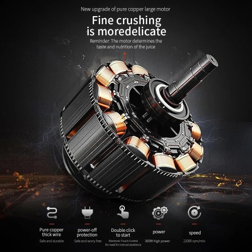 Portable Electric Juicer Cup Kitchen Juicer USB Portable Juicer, USB Rechargeable Smoothie Maker, 6000 mAh Battery, 700 ml/24 oz Capacity,