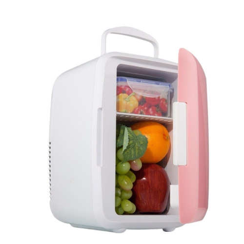 THE WAY  Mini Refrigerator for Home Use, Single-Door Refrigeration, Micro Student Dormitory, Car And Home Dual-Use 4L Car Refrigerator (Pink)