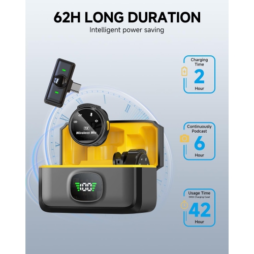 Micro-cravate J6 avec clavier, écran numérique, compartiment de chargement intégré, extérieur sans fil, avec interface iPhone, un à deux