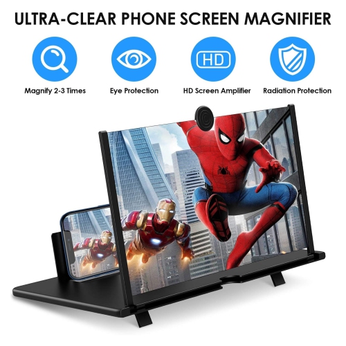 Pull Out 10-Inch Mobile Phone Screen Magnifier, Ultra-Thin Mobile Phone Viewing Stand Suitable for Watching Videos and Learning Online Courses