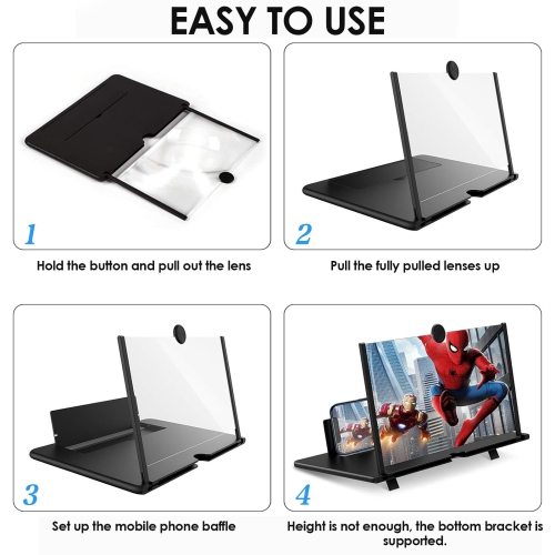 Pull Out 10-Inch Mobile Phone Screen Magnifier, Ultra-Thin Mobile Phone Viewing Stand Suitable for Watching Videos and Learning Online Courses